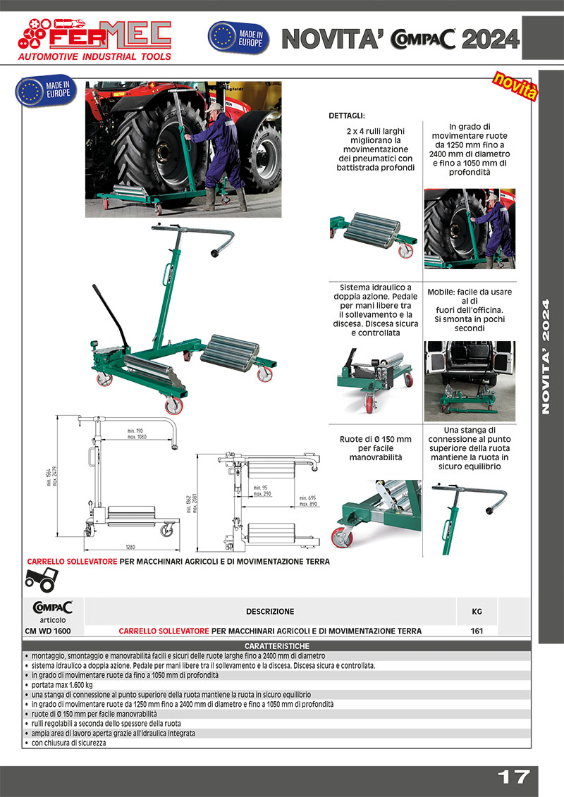 Carrello sollevatore per macchinari agricoli e di movimentazione terra